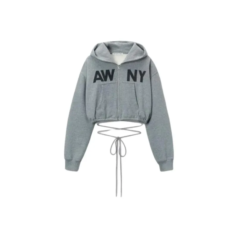 T By Alexander Wang Graphic Deconstructed Wrap Hoodie Grey-0