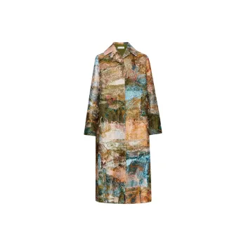 OSCAR DE LA RENTA Abstract-pattern Print Notched-collar Coat