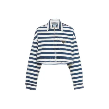 PRADA FW22 Cropped Coat Women's Marine Blue