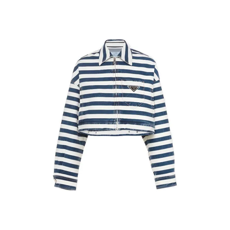 PRADA 2010s Cotton denim Striped Jacket-0