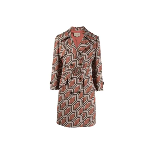 GUCCI Trench Coats Women's Orange Brown