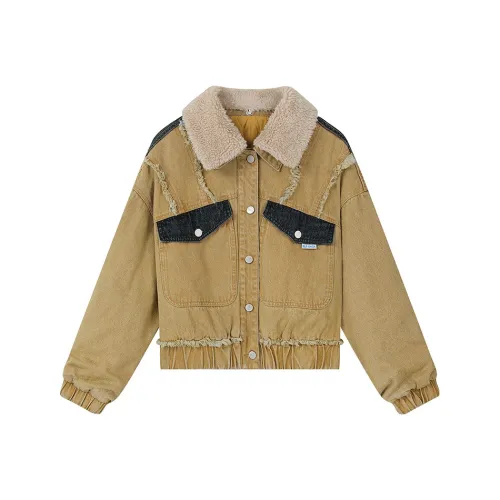 ELF SACK Puffer Jackets Women's Wasteland Yellow Denim