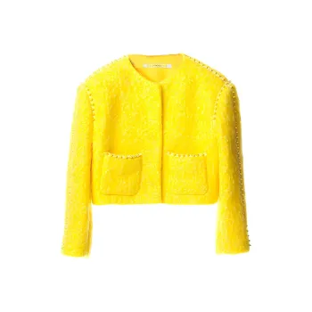 PushBUTTON Cropped Coats Women's Yellow