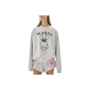 MARDI MERCREDI SS25 SWEATSHIRTSWINGTHETAILDDANJIFLOWERNECKLACE_OATMEALPINK Sweatshirt Korean Style Women's Oat Powder