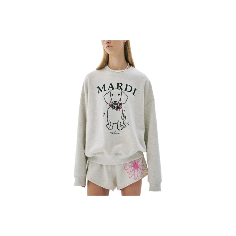 MARDI MERCREDI SS25 SWEATSHIRTSWINGTHETAILDDANJIFLOWERNECKLACE_OATMEALPINK Sweatshirt Korean Style Women's Oats Powder-0