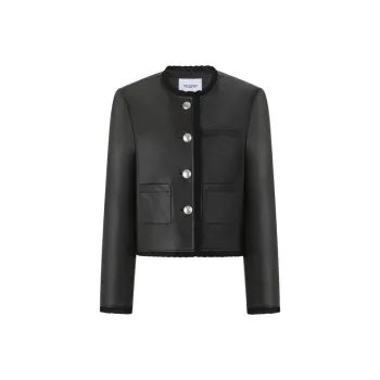 Three Quarters Leather Jacket Women's Black