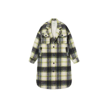 EPTISON WOMAN Coats Women's Yellow Green Plaid