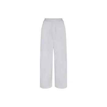 SKIMS COTTON FLEECE OVERSIZED DOUBLE WAISTBAND PANT Casual Pants Women's LIGHT HEATHER GREY/Light Gray