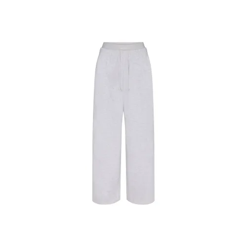 SKIMS COTTON FLEECE OVERSIZED DOUBLE WAISTBAND PANT Casual Pants Women's LIGHT HEATHER GREY/Light Gray