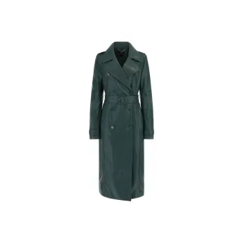 GUESS Freya Faux-Leather Trench Coat Coats Women's Green