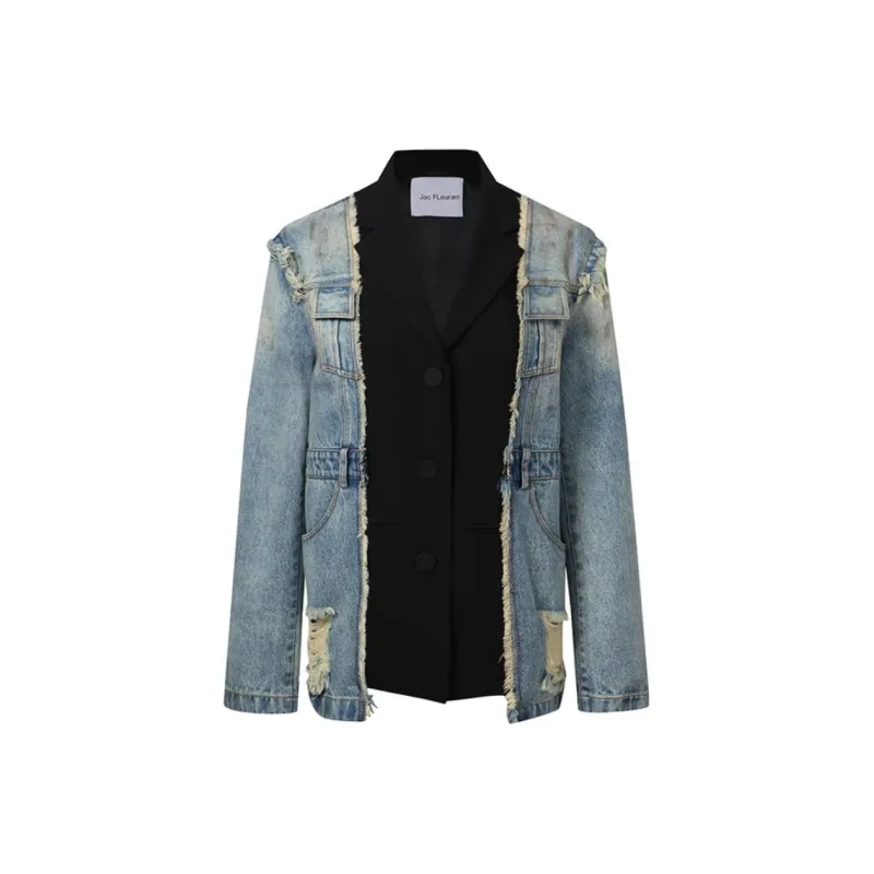 JAC FLEURANT Denim Jacket Women's Blue-0