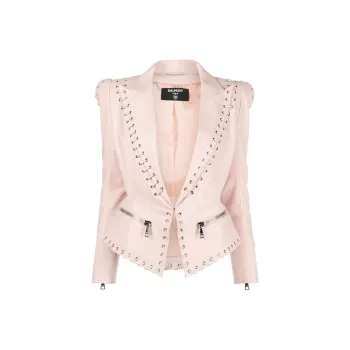 BALMAIN Leather Jackets Women's Pink