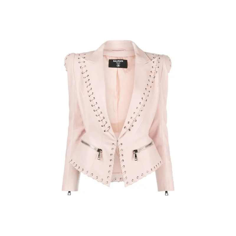 BALMAIN Leather Jackets Women's Pink-0