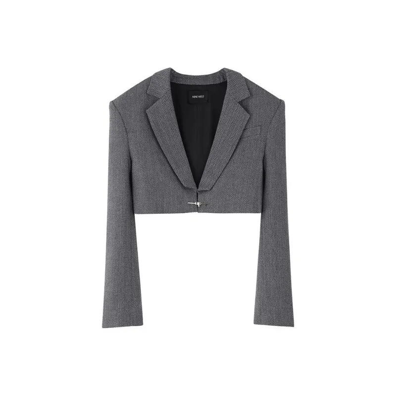 NINE WEST Cropped Coats Women's Dark Gray-0