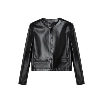 THEORY Leather Jacket Women's Black