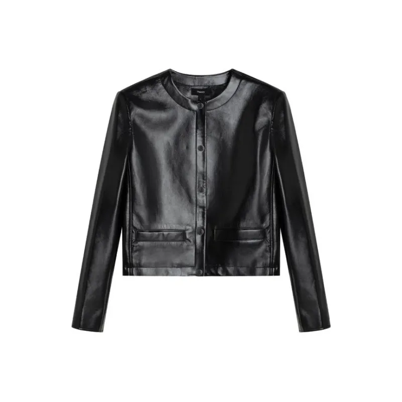 THEORY Leather Jacket Women's Black-0