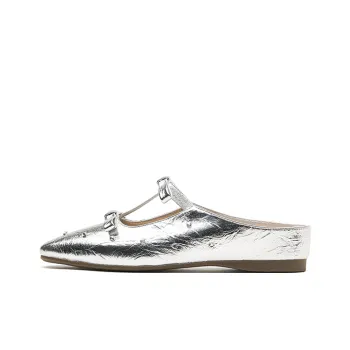 Lan Miao Rubber Sole Slip Resistant Closed Toe Slippers Women's Silver