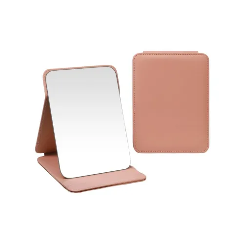 JIXUAN Portable Peach Pink Foldable Mirror Dressing & Grooming