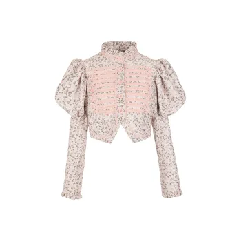 Selkie Collection x Bridgerton FW24 Business Suit Women's DAPHNE White Base Pink Jacquard Fabric