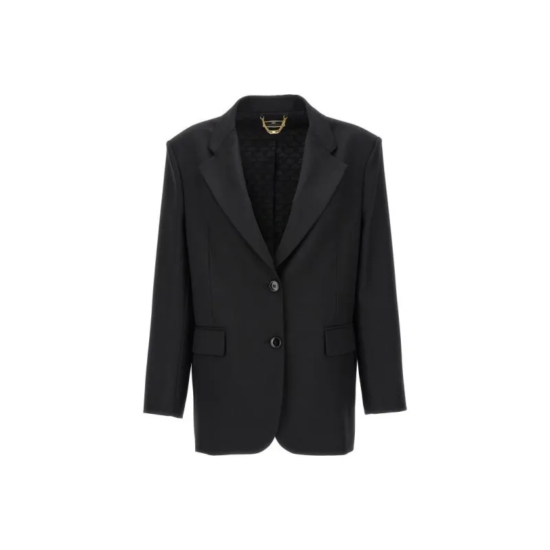 Elisabetta Franchi Single Breasted Straight Hem Blazer-0