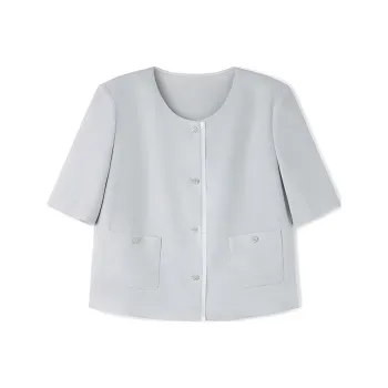 TKY SHOP Cropped Coats Women's Light Moon Gray