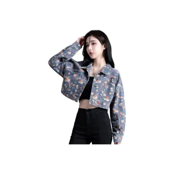 You Cow Me Pants Denim Jacket Women's Blue Base Multicolor