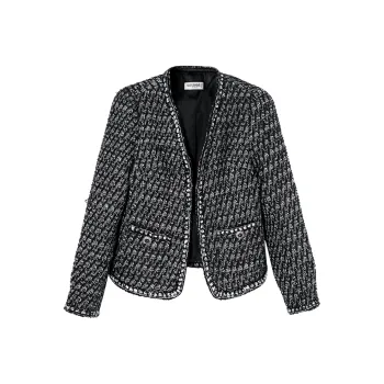 MISSSHINE Cropped Coats Women's Black/White