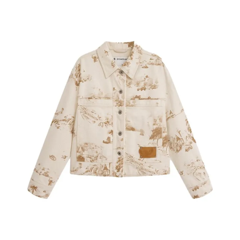 Broadcast Denim Jackets Women's W64 Light Beige Heather Gray-0