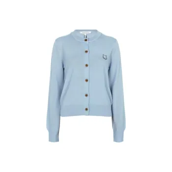 Maison Kitsune Fox Head Embroidered Knitted Cardigan