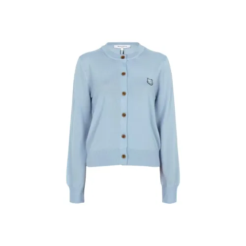 Maison Kitsune Fox Head Embroidered Knitted Cardigan