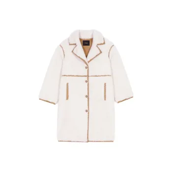Maje Solid Color Loose Fit Straight Fit Coat Women's Light Umber