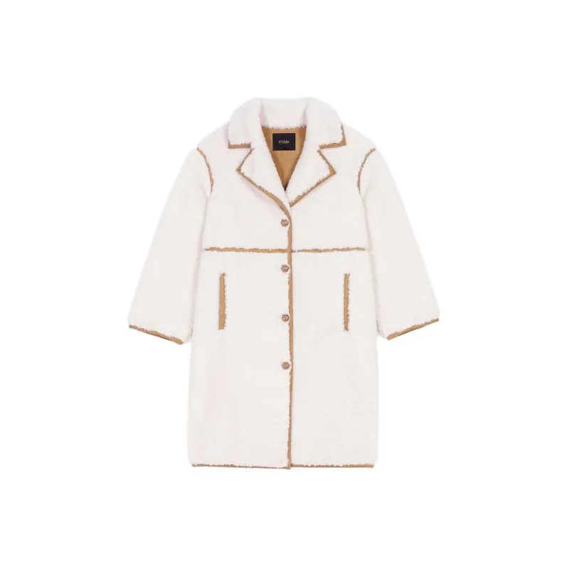 Maje Solid Color Loose Fit Straight Fit Coat Women's Light Umber-0