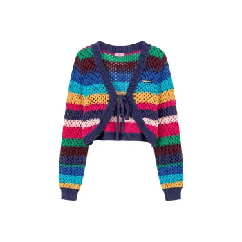 CHUU Cropped Coats Women's Rainbow Stripes