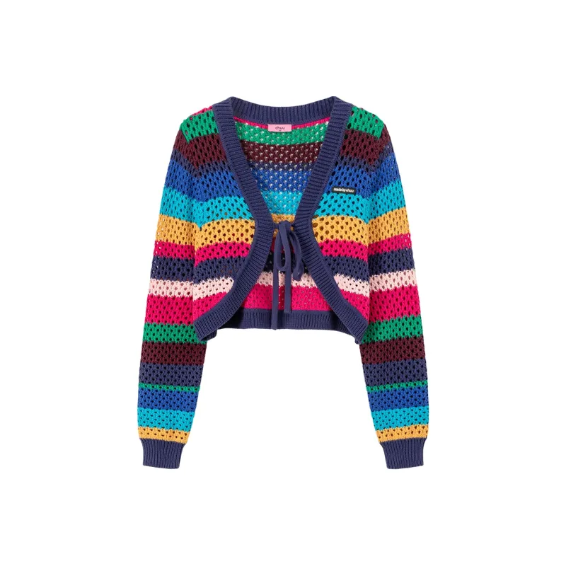 CHUU Cropped Coats Women's Rainbow Stripes-0