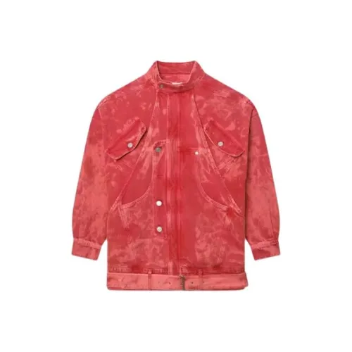 check-print SS24 Denim suede Women's Red