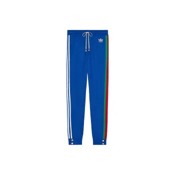 GUCCI X Adidas Cotton Jersey Jogging Pant Cobalt Blue