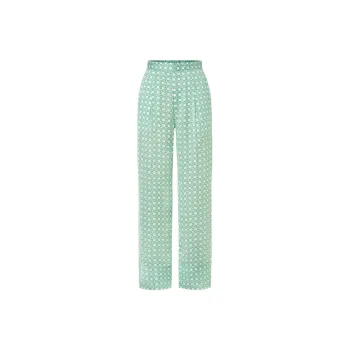 MO&CO Casual Pants Women's Green White Plaid