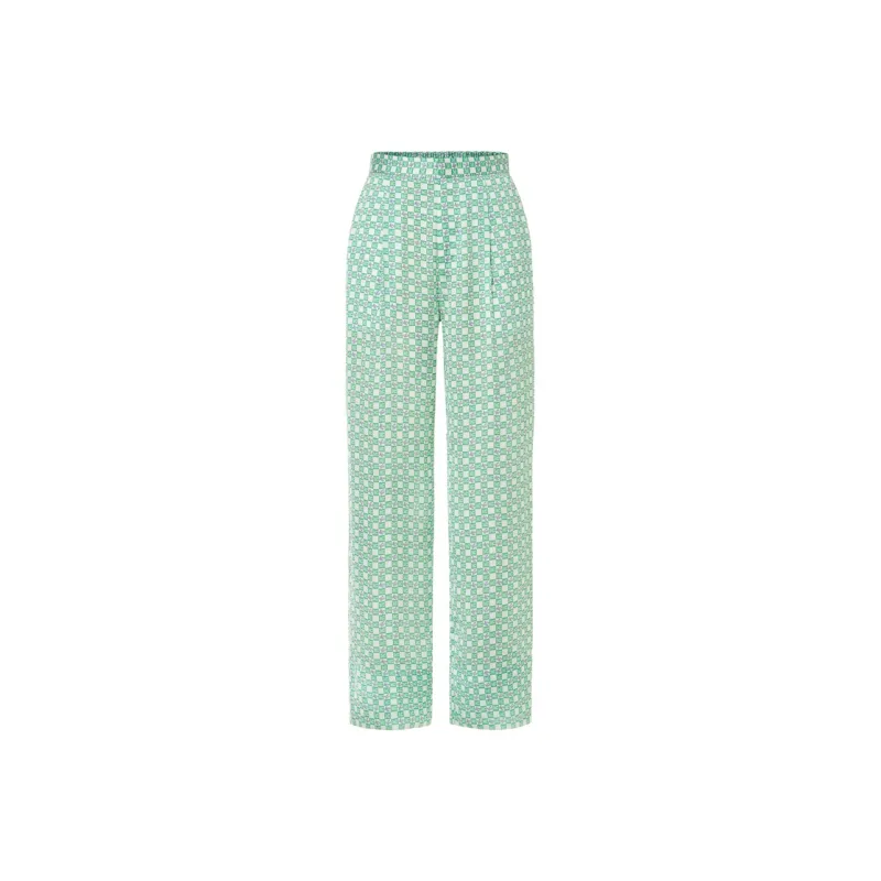 MO&CO Casual Pants Women's Green White Plaid-0
