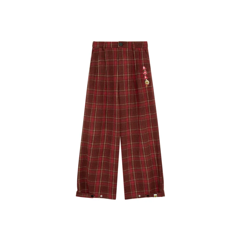 B.Duck Casual Pants Women's Brown Plaid-0