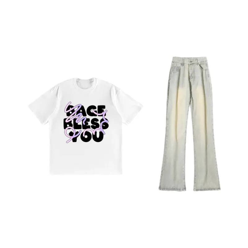 BAGE Casual Sportswear Unisex White Black Jeans-6