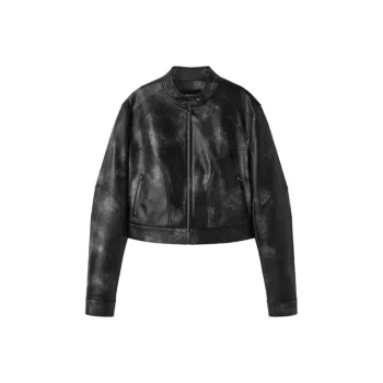 PEACEBIRD Leather Jackets Women's Dark Gray