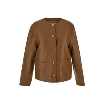 CELINE SS24 Leather Jacket Women's Light Umber