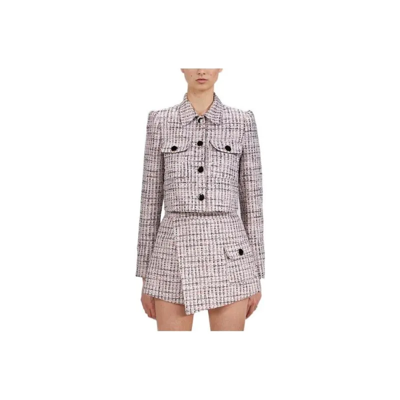 Self-portrait Cropped Coats Women's Gray-0