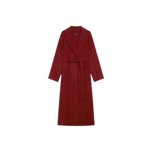 'S MAX MARA Malika Collection Wool Wrap Coat Coats Women's Burgundy