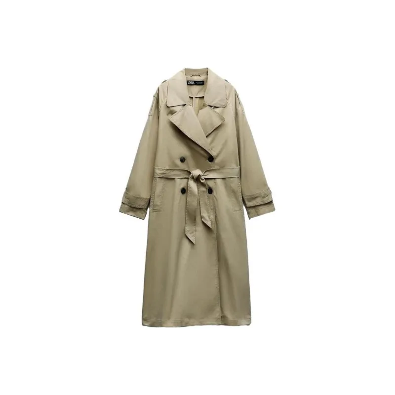ZARA Trench Coats Women's Beige-0