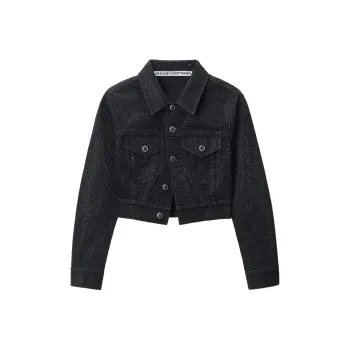 Alexander Wang Embellished Collared Denim Jacket