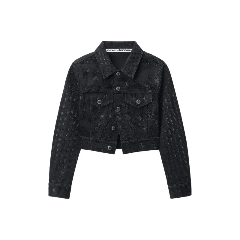 Alexander Wang Embellished Collared Denim Jacket-0