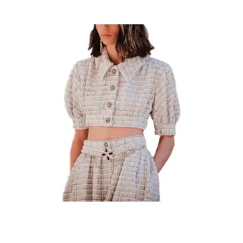 CHANEL SS22 Cropped Coat Women's Light Gray