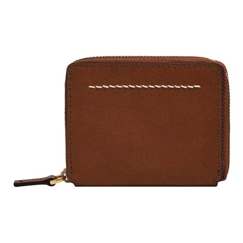 FOSSIL Leather Card Holder Men's Medium Brown-1