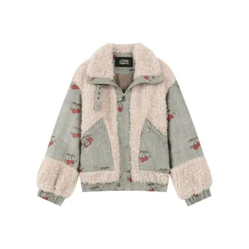 ELF SACK Velvet feel Coat Women's Wales Plaid Khaki
